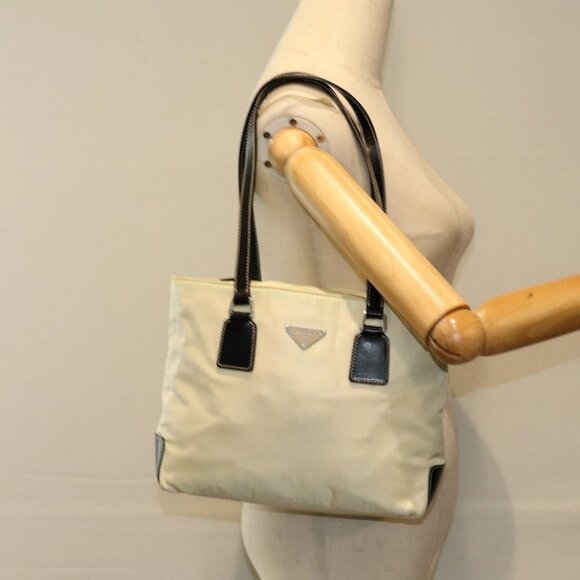 PRADA Hand Bag Nylon Cream Auth - Picture 1 of 16